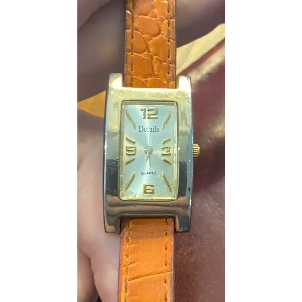 Women's 20mm Details Watch, Gold Tone with Tan Band, New Battery